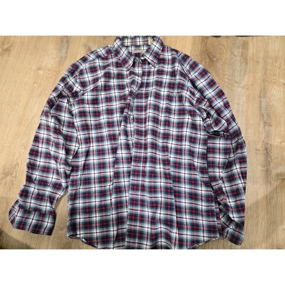 St. John's Bay Flannel Shirt Men's‎ L (Large) Plaid Button-Down | Red, Blue,...
